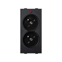 Double French socket 16 A 250V~ with safety device, light indicator and screw terminal connection graphite Simon Cima