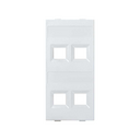 Flat voice and data plate without dust cover for 4 RJ45 of 3M® double element white Simon Cima