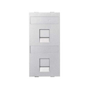 Flat voice and data plate with dust cover for 2 RJ45 compatibility with other manufacturers of 1 double element aluminum Simon Cima