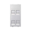 Flat voice and data plate with dust cover for 4 RJ45 compatibility with other manufacturers of 1 double element aluminum Simon Cima