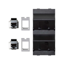 Inclined voice and data plate with dust cover and 2 RJ45 category 5e FTP of 1 double element graphite Simon Cima