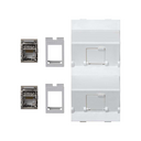 Inclined voice and data plate with dust cover and 2 RJ45 category 6 FTP of 1 double element white Simon Cima