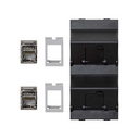 Inclined voice and data plate with dust cover and 2 RJ45 category 6 FTP of 1 double element graphite Simon Cima