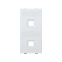Flat voice and data plate without dust cover for 2 RJ45 of Nexans® double element white Simon Cima