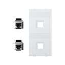 Flat voice and data plate without dust cover with 2 RJ45 category 5e FTP double element white Simon Cima
