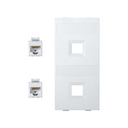Flat voice and data plate without dust cover with 2 RJ45 category 5e UTP double element white Simon Cima