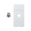 Flat voice and data plate without dust cover with 1 RJ45 category 5e UTP double element white Simon Cima