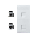 Flat voice and data plate with dust cover with 2 RJ45 category 5e FTP 1 double element white Simon Cima