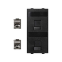 Flat voice and data plate with dust cover with 2 RJ45 category 5e FTP 1 double element graphite Simon Cima