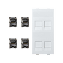 Flat voice and data plate with dust cover with 4 RJ45 category 5e FTP 1 double element white Simon Cima
