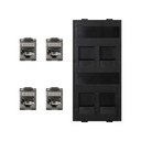 Flat voice and data plate with dust cover with 4 RJ45 category 5e FTP 1 double element graphite Simon Cima