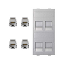 Flat voice and data plate with dust cover with 4 RJ45 category 5e UTP of 1 double element aluminum Simon Cima