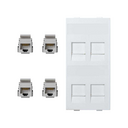 Flat voice and data plate with dust cover with 4 RJ45 category 5e UTP of 1 double element white Simon Cima