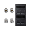 Flat voice and data plate with dust cover with 4 RJ45 category 5e UTP of 1 double element graphite Simon Cima