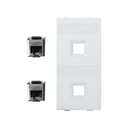 Flat voice and data plate without dust cover with 2 RJ45 category 6 FTP double element white Simon Cima