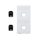 Flat voice and data plate without dust cover with 2 RJ45 category 6 UTP double element white Simon Cima