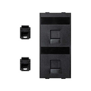 Flat voice and data plate with dust cover with 2 RJ45 category 6 UTP 1 double element graphite Simon Cima