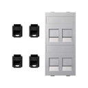 Flat voice and data plate with dust cover with 4 RJ45 category 6 UTP 1 double element aluminum Simon Cima