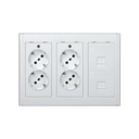Kit surface box Cima Pro with 3 double elements with 2 wired double sockets and plate for 2 RJ45 white Simon Cima