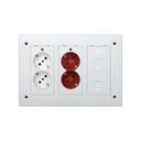 Kit flush-mounted wall box Cima Pro with 3 double elements including 1 double socket, 1 double socket for UPS, and plate for 2 RJ45 white Simon Cima