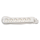 Base múltipla branca com 6 tomadas de 16 A, 250 V~ com 2 metros de cabo H05VV-F 3G 1,5 mm²