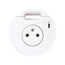 Kit Flash 90 consisting of french-belgian power socket with "retractable cover", USB charger Type C 20W and grommet (cable outlet) white Simon 400