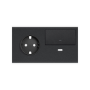 Front kit 2 el. socket + USB charger + rocker right Matt black Simon 100