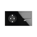 Front kit 2 el. socket + USB charger + rocker right Gloss black Simon 100