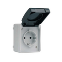 BASE ENCHUFE SCHUKO 16A 250V GRIS/NEGRO DE SUPERFCIE EXTERIOR IP44 SERIE ATLANTIS SIMON BRICO