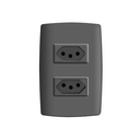 Conjunto de 2 tomadas 2P+T 1 placa de 2 postos 4x2 com suporte 20 A 250 V~ grafite Simon 30
