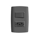 Conjunto de 1 interruptor simples 1 tomada 2P+T 1 de placa 2 postos 4x2 com suporte 10 A 250 V~ grafite Simon 30