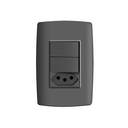 Conjunto de 1 interruptor simples 1 interruptor paralelo 1 tomada 2P+T 10 A 250 V~ grafite Simon 30