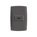 Conjunto de 1 tomada USB 2.1A 1 placa de 1 posto 4x2 com suporte bivolt grafite Simon 30