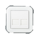 Flat voice and data plate with dust cover for 2 Systimax® RJ45 connectors white Simon 31