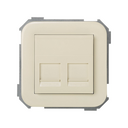 Flat voice and data plate with dust cover for 2 Systimax® RJ45 connectors ivory Simon 31