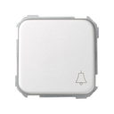 Push-button switch with bell symbol 10A 250V~ and fast terminal connection system aluminium Simon 31