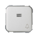 Push-button switch with bell symbol 10A 250V~, built-in light and fast terminal connection system aluminium Simon 31