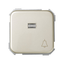 Push-button switch with bell symbol 10A 250V~, built-in light and fast terminal connection system champagne Simon 31