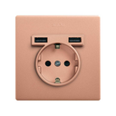 Kit monobloc para 1 elemento com 1 base de ficha Schuko e 2 carregadores USB integrados cobre Simon 270