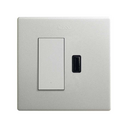 Monobloc kit for 1 element with 1 push-button switch and 1 USB charger 2.1A aluminium Simon 270