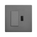 Monobloc kit for 1 element with 1 push-button switch and 1 USB charger 2.1A titanium Simon 270