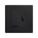 Kit monobloc para 1 elemento com 1 interruptor de botão e 1 carregador USB 2,1A preto mate Simon 270