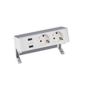 Complete table-top kit with 2xUSB charger and 2 German socket outlets aluminium Simon 400