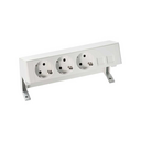 Kit complet avec 3 bases de prise schuko et plaque pour 2 connecteurs RJ45 blancs S400 Top