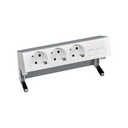 Complete table-top kit with 3 German socket outlets and plate for 2 RJ45 connectors aluminium Simon 400