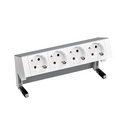 On-desk set with 4 German socket outlets aluminium Simon 400