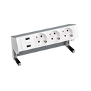 Complete table-top kit with 2xUSB charger and 3 German socket outlets aluminium Simon 400