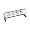 On-desk set with 2 German socket outlets, 2 UPS sockets and plate for 2 RJ45 connectors aluminium Simon 400