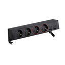 Complete set with 2 schuko socket outlets, 2 UPS sockets and plate for 2 RJ45 connectors black S400 Top