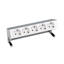 On-desk set with 5 German socket outlets aluminium Simon 400
